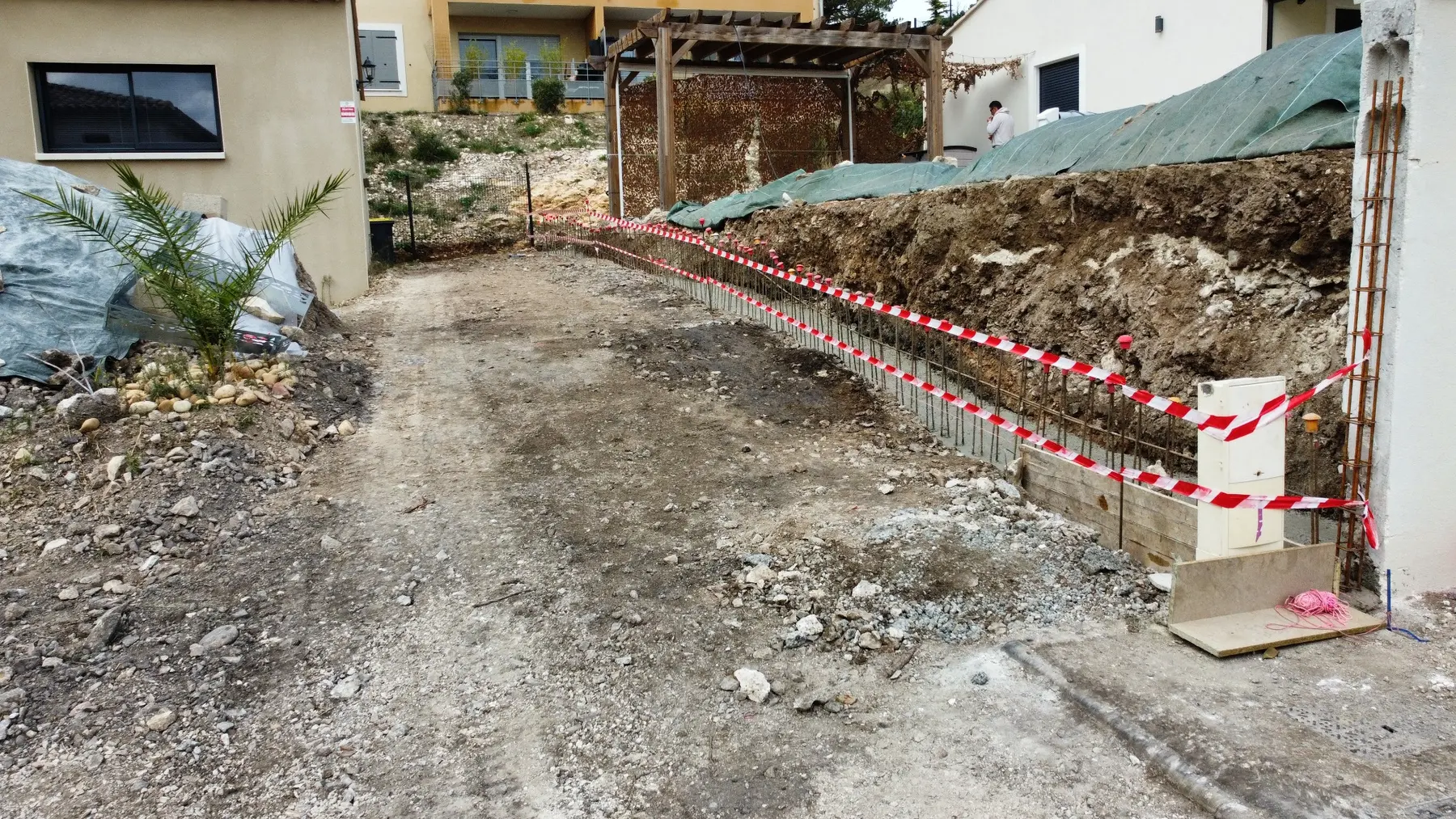 Fondation armée prête à être coulée à Châteauneuf-du-Pape