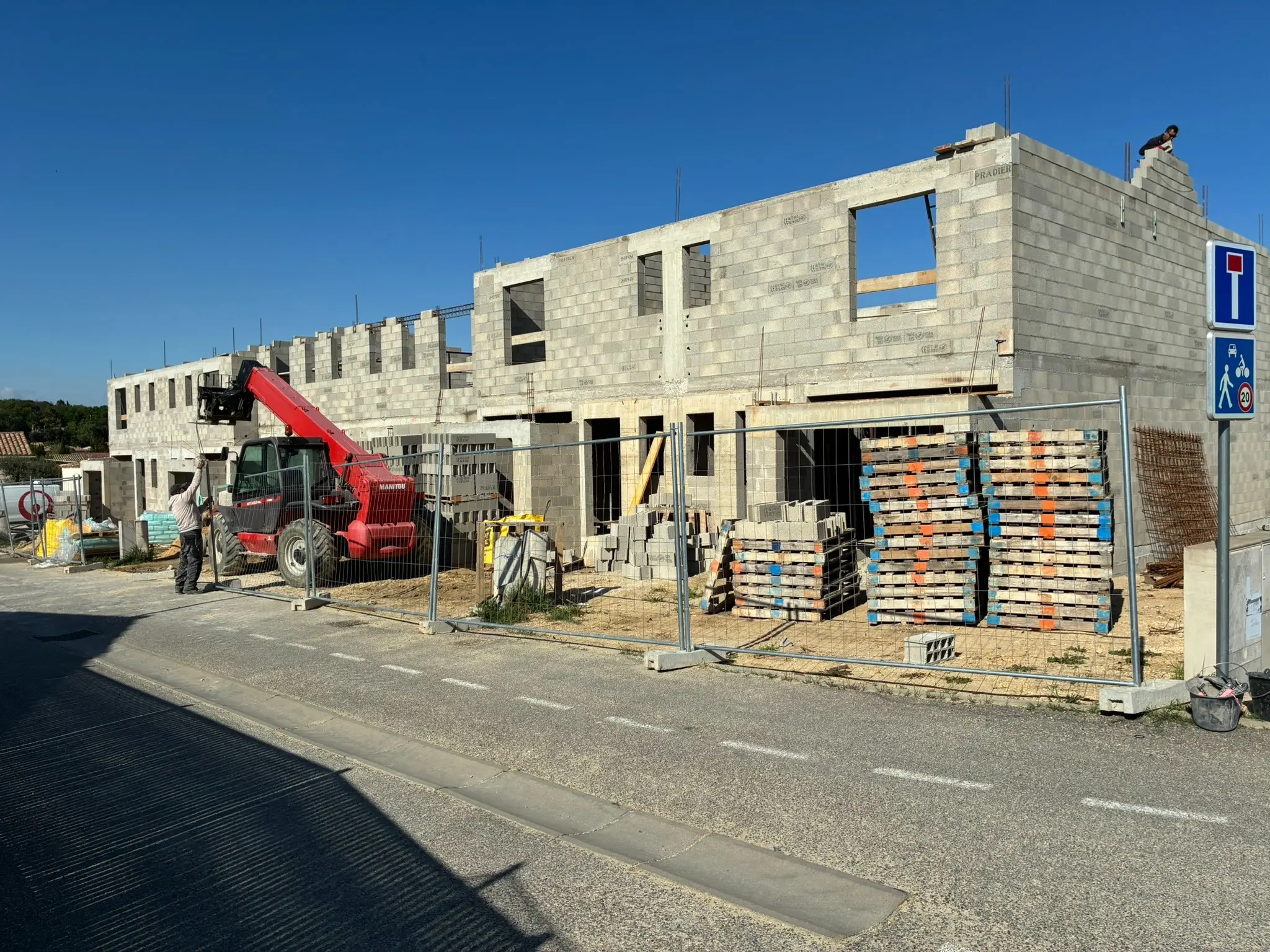 Élévation de la façade R+1 des six logements à Gaujac